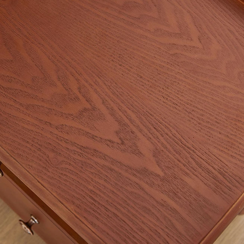 Retro Ash Pine Wood 2-Drawer Nightstand