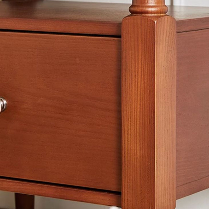 Retro Ash Pine Wood 2-Drawer Nightstand