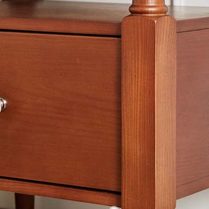 Retro Ash Pine Wood 2-Drawer Nightstand
