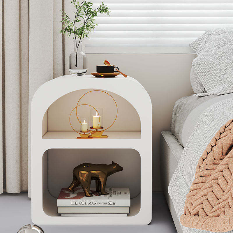 Minimalist Arched Engineered Wood 2-Storage Nightstand — White
