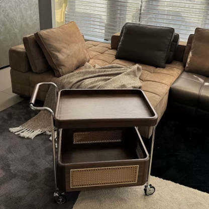 Retro Rattan 2-Tier Movable End Table