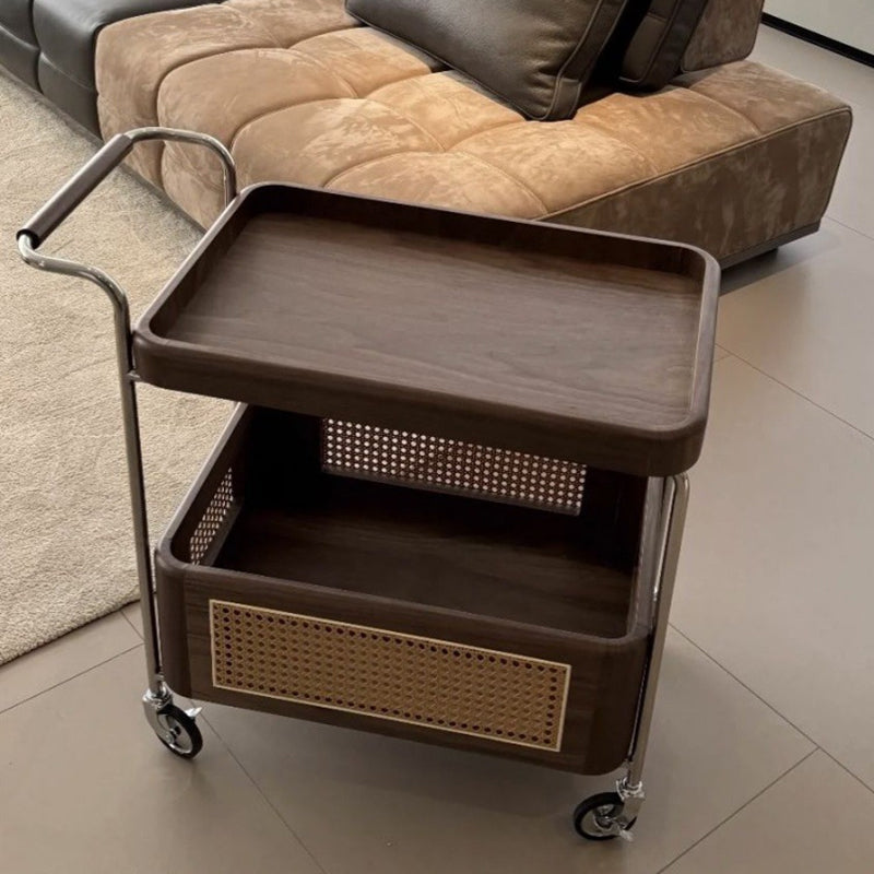 Retro Rattan 2-Tier Movable End Table