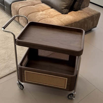 Retro Rattan 2-Tier Movable End Table