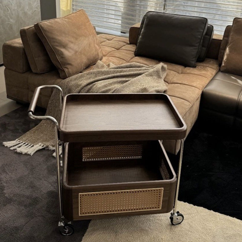 Retro Rattan 2-Tier Movable End Table