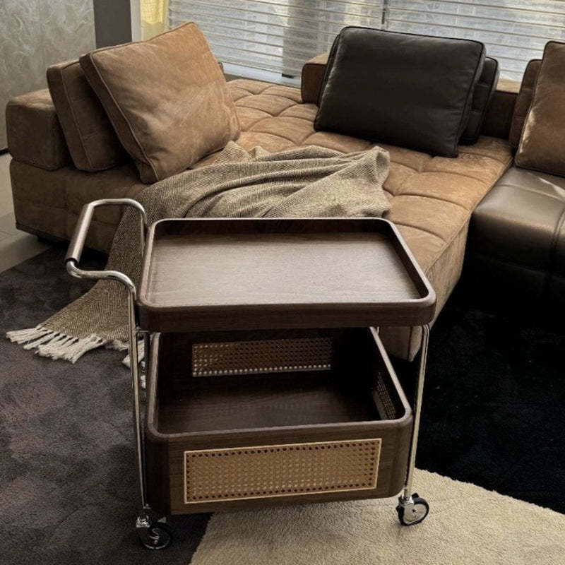 Retro Rattan 2-Tier Movable End Table