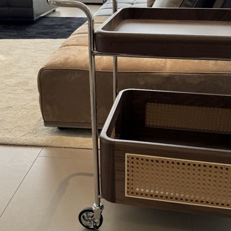 Retro Rattan 2-Tier Movable End Table