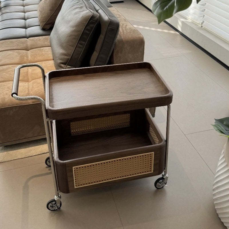 Retro Rattan 2-Tier Movable End Table