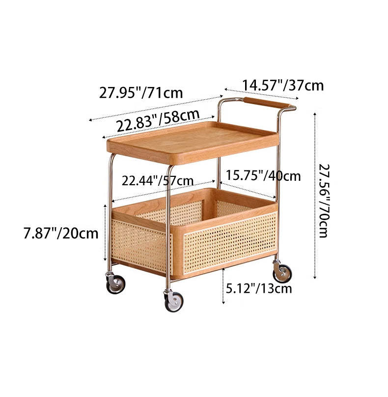 Retro Rattan 2-Tier Movable End Table