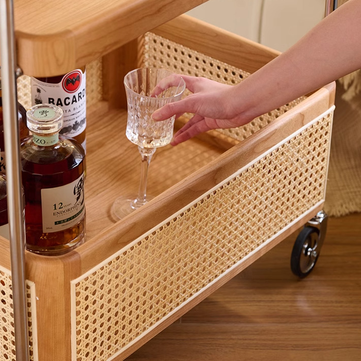 Retro Rattan 2-Tier Movable End Table