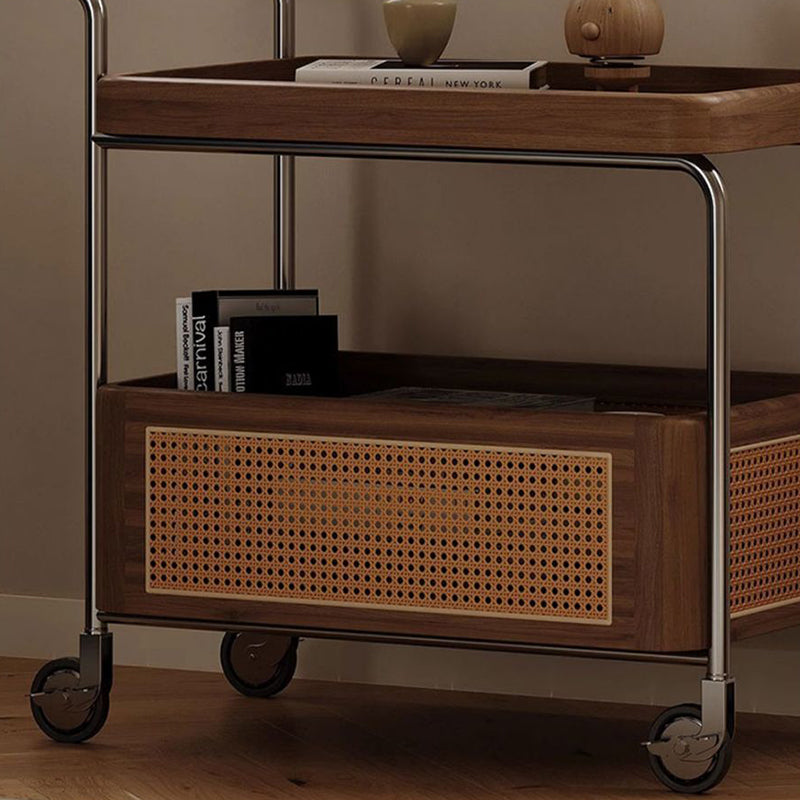 Retro Rattan 2-Tier Movable End Table