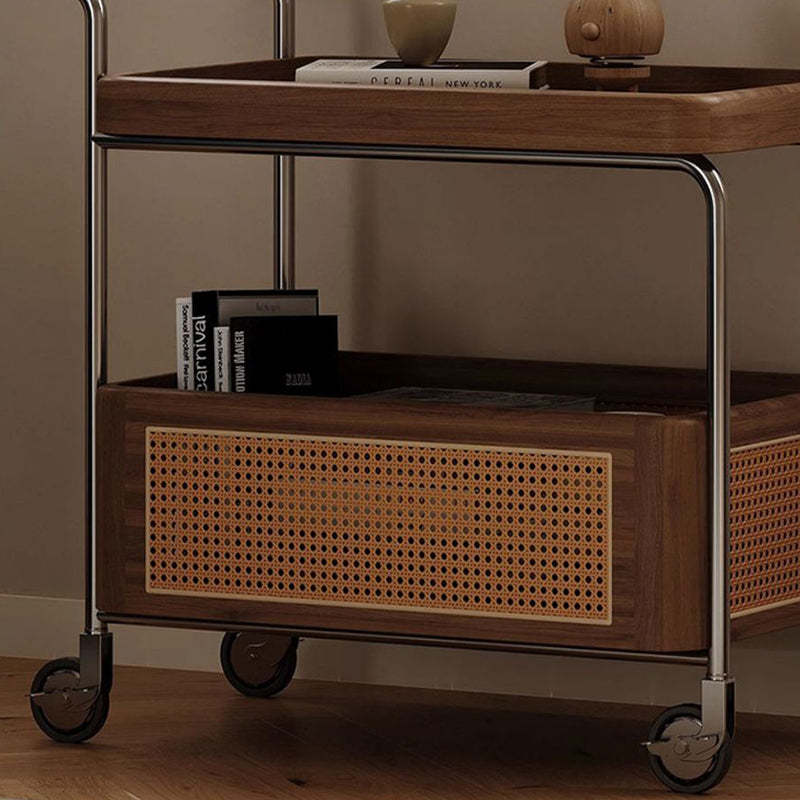 Retro Rattan 2-Tier Movable End Table