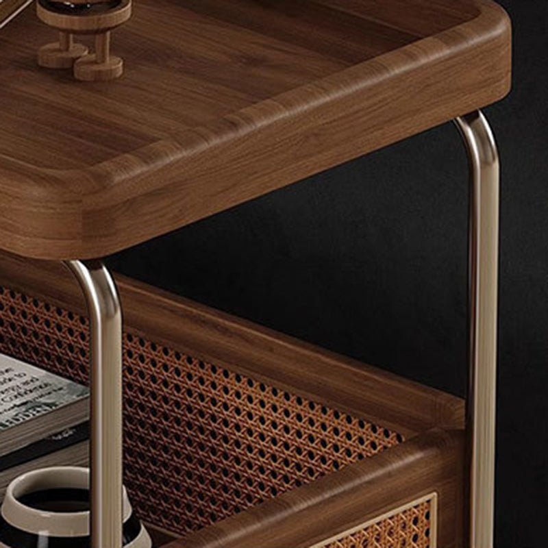 Retro Rattan 2-Tier Movable End Table