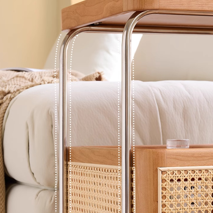 Retro Rattan 2-Tier Movable End Table