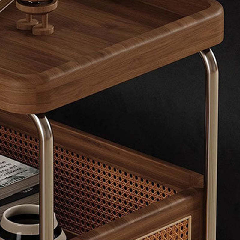 Retro Rattan 2-Tier Movable End Table