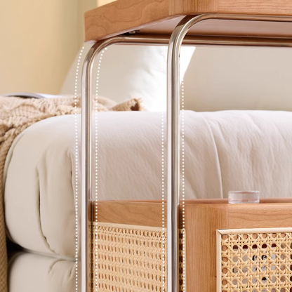Retro Rattan 2-Tier Movable End Table