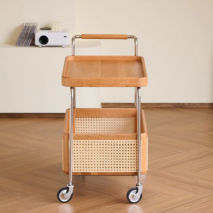 Retro Rattan 2-Tier Movable End Table