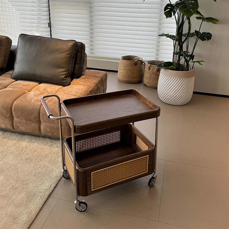 Retro Rattan 2-Tier Movable End Table