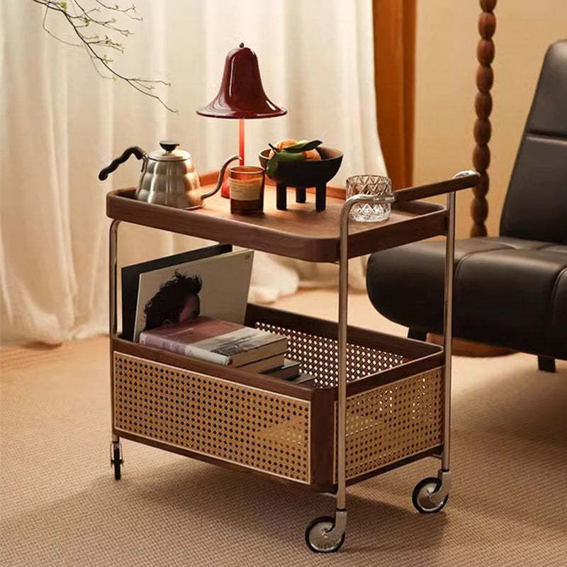 Retro Rattan 2-Tier Movable End Table