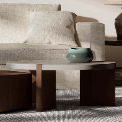 Minimalist Wood Hexagon 2-Drawer Coffee Table