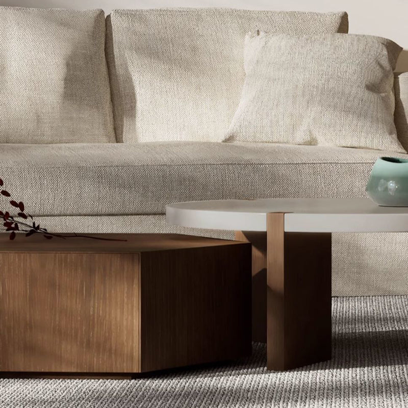 Minimalist Wood Hexagon 2-Drawer Coffee Table
