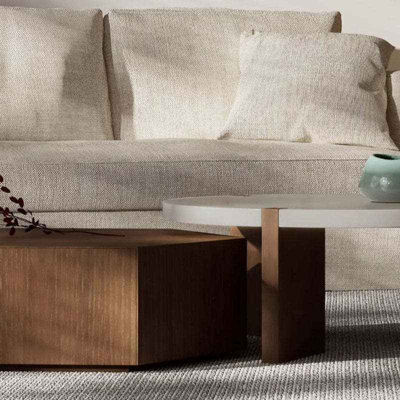 Minimalist Wood Hexagon 2-Drawer Coffee Table