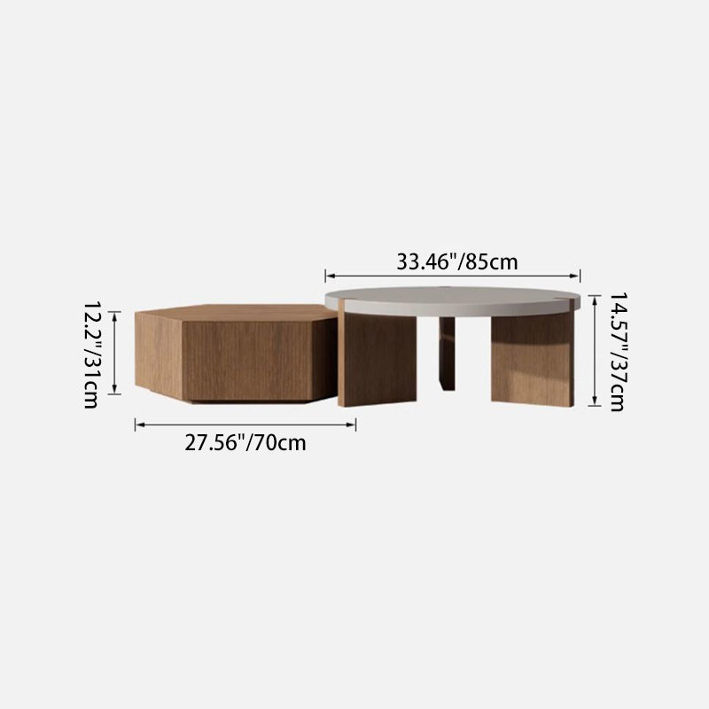 Minimalist Wood Hexagon 2-Drawer Coffee Table
