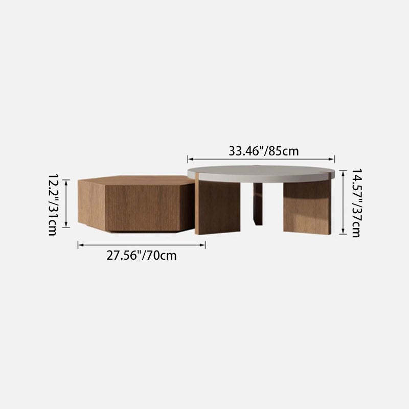 Minimalist Wood Hexagon 2-Drawer Coffee Table