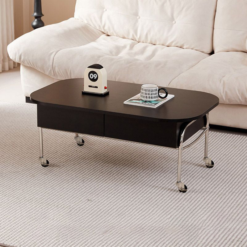 Scandinavian Engineered Wood Liftable 3-Drawer Coffee Table — Black / Liftable