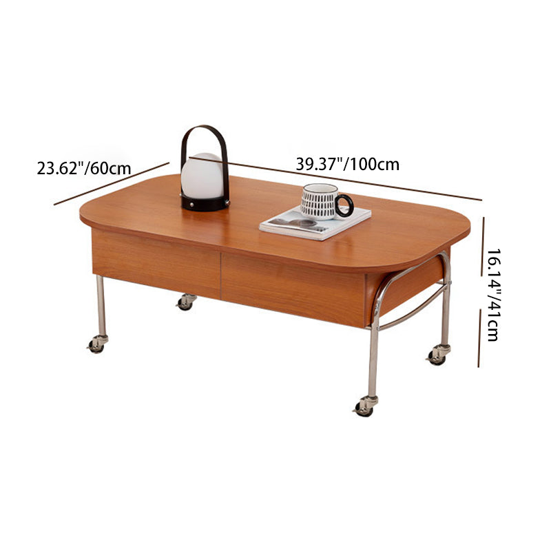 Scandinavian Engineered Wood Liftable 3-Drawer Coffee Table