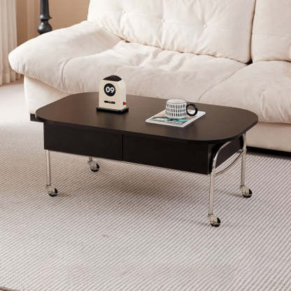 Scandinavian Engineered Wood Liftable 3-Drawer Coffee Table — Black / Liftable