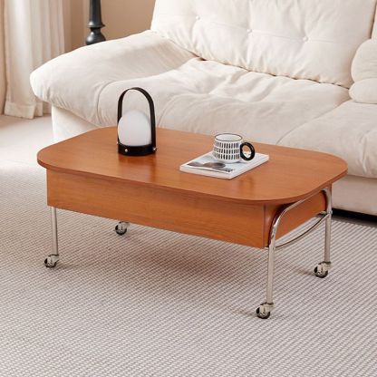 Scandinavian Engineered Wood Liftable 3-Drawer Coffee Table