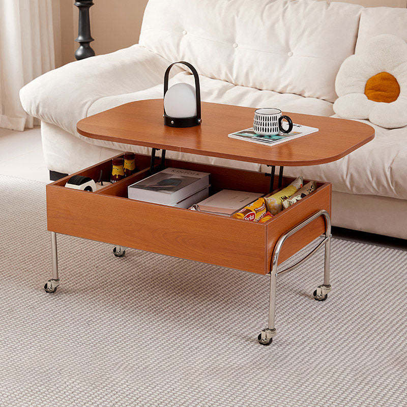 Scandinavian Engineered Wood Liftable 3-Drawer Coffee Table — Black / Non-Liftable