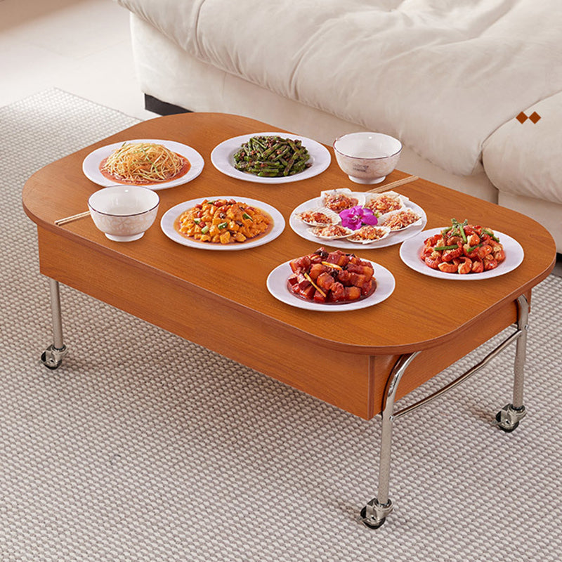 Scandinavian Engineered Wood Liftable 3-Drawer Coffee Table — Warm Wood Color / Liftable