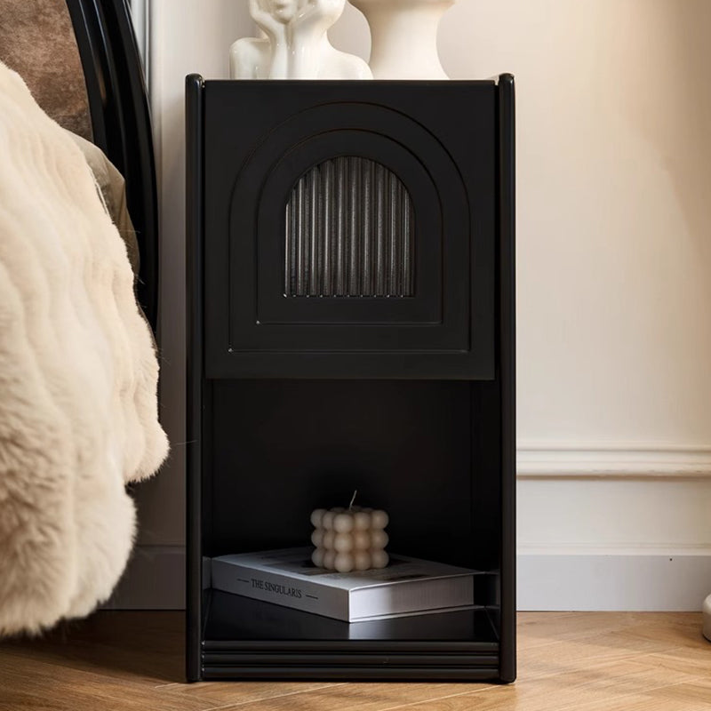 French Striped Glass Arch-Door 1-Drawer Nightstand