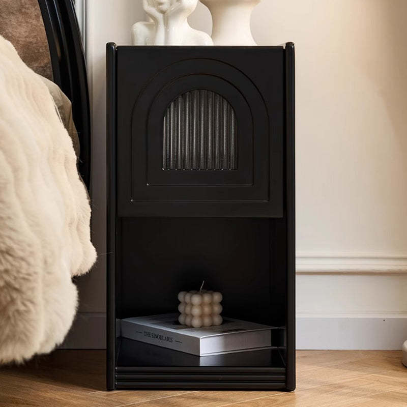 French Striped Glass Arch-Door 1-Drawer Nightstand