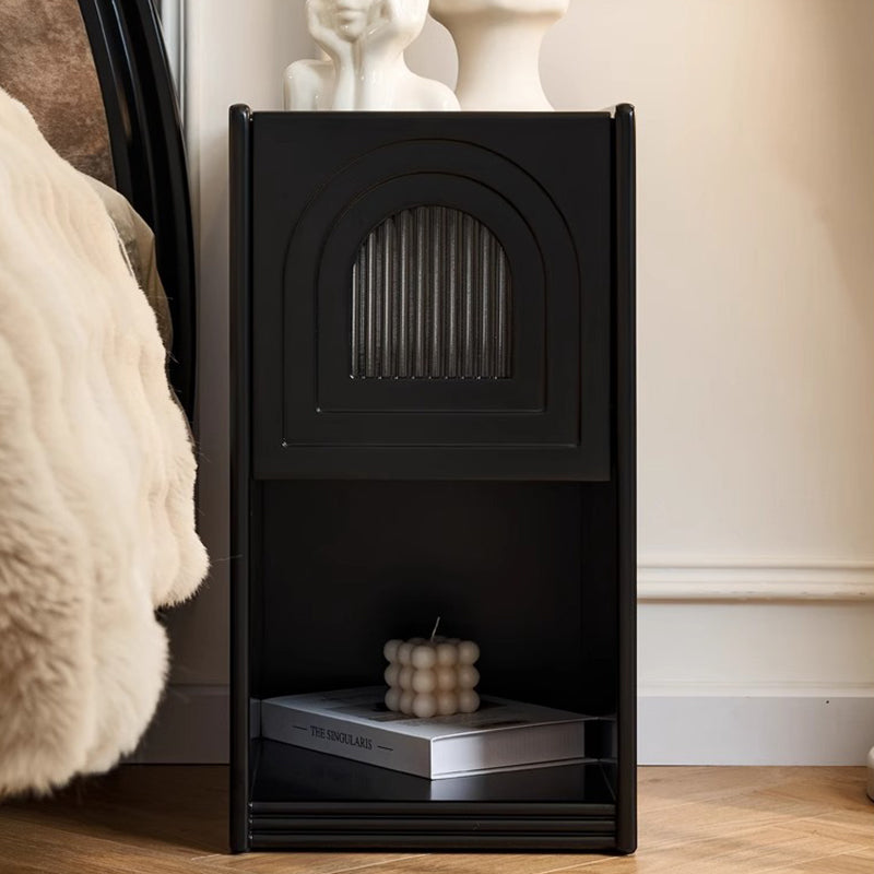 French Striped Glass Arch-Door 1-Drawer Nightstand