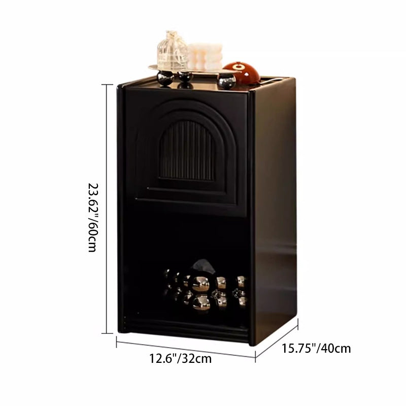 French Striped Glass Arch-Door 1-Drawer Nightstand