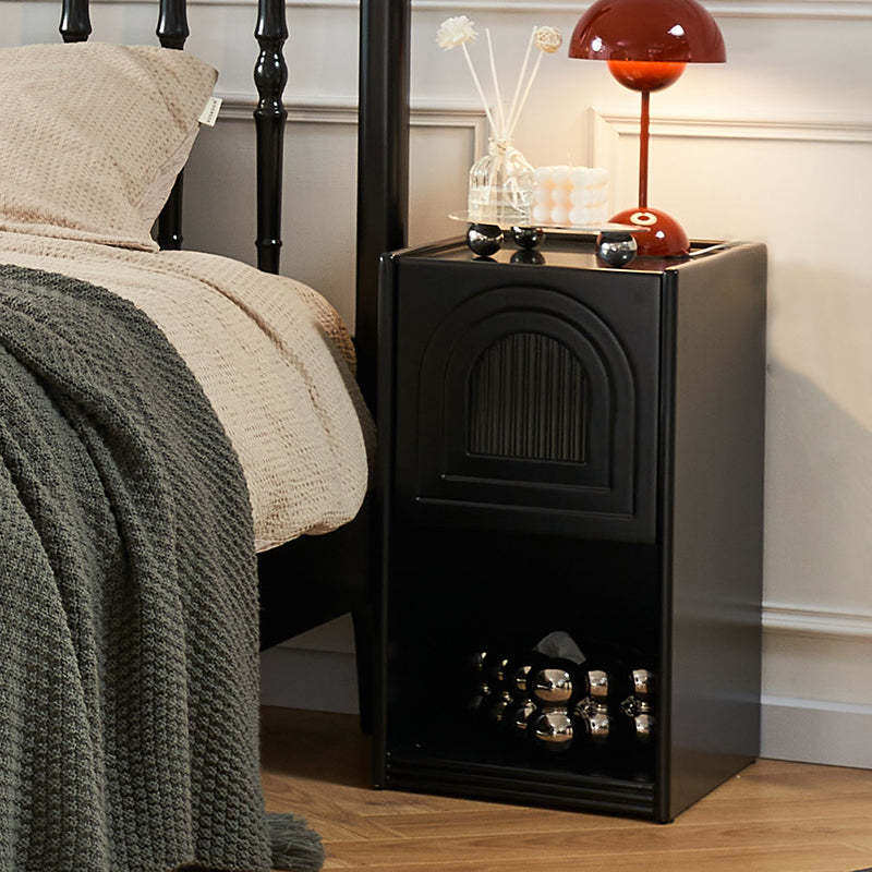 French Striped Glass Arch-Door 1-Drawer Nightstand