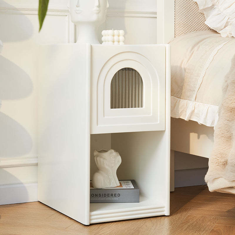 French Striped Glass Arch-Door 1-Drawer Nightstand