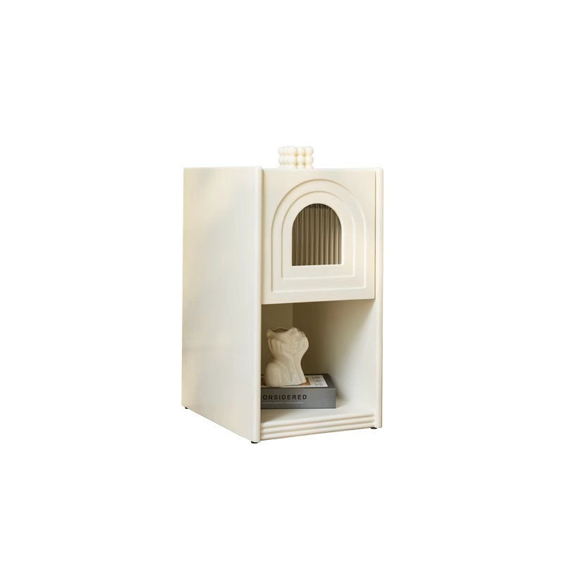 French Striped Glass Arch-Door 1-Drawer Nightstand