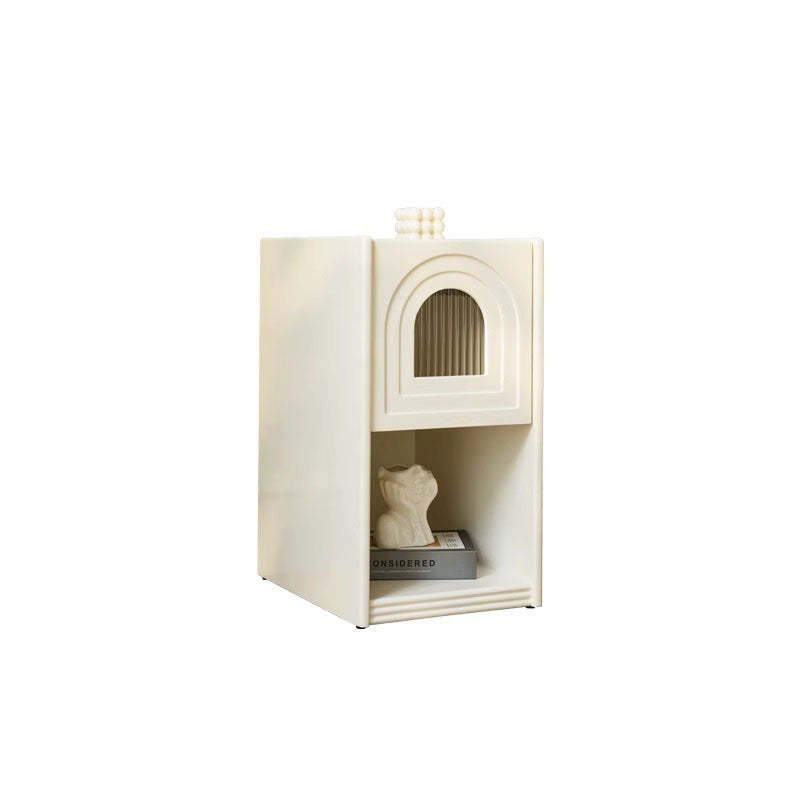 French Striped Glass Arch-Door 1-Drawer Nightstand