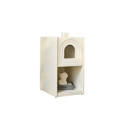 French Striped Glass Arch-Door 1-Drawer Nightstand