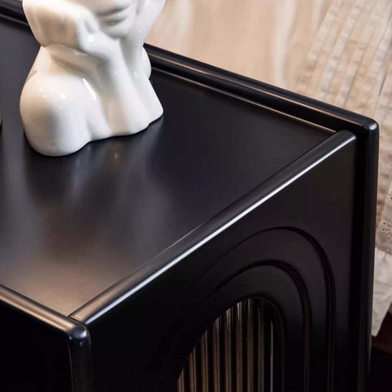 French Striped Glass Arch-Door 1-Drawer Nightstand