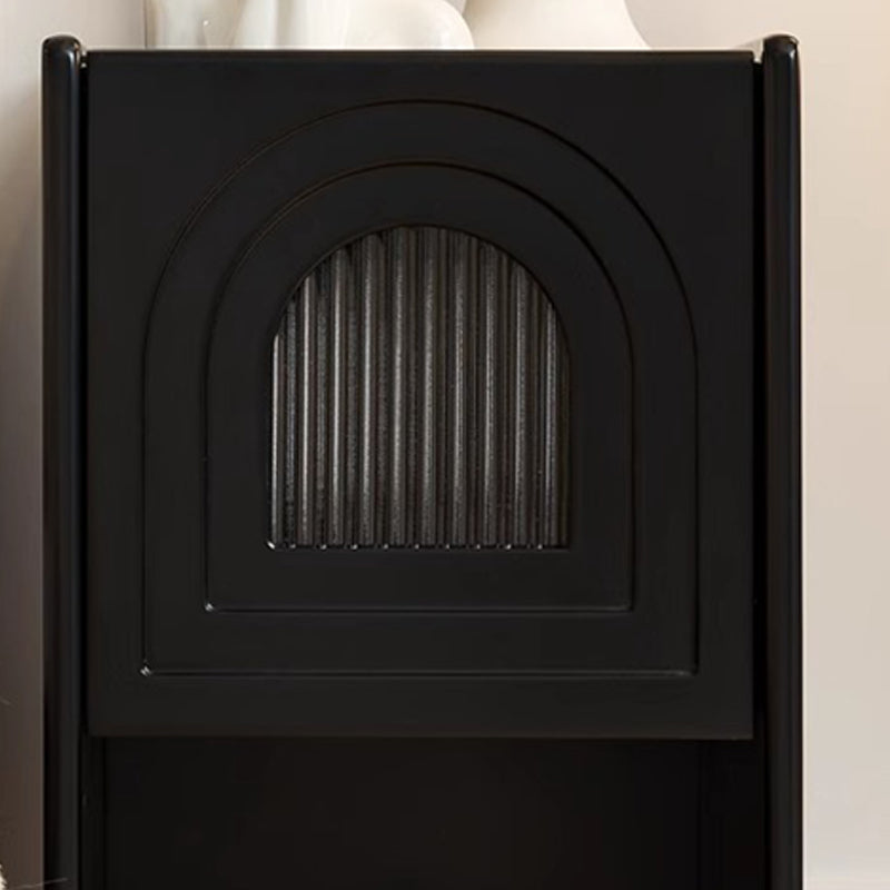 French Striped Glass Arch-Door 1-Drawer Nightstand