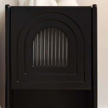 French Striped Glass Arch-Door 1-Drawer Nightstand