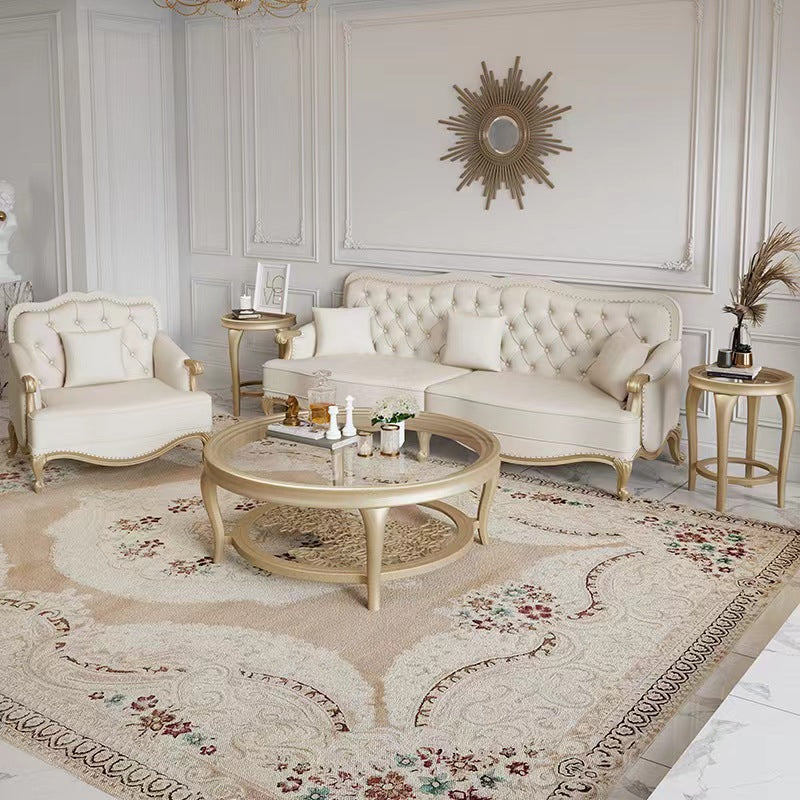 European Glass Openwork Carved 2-Tier Coffee Table