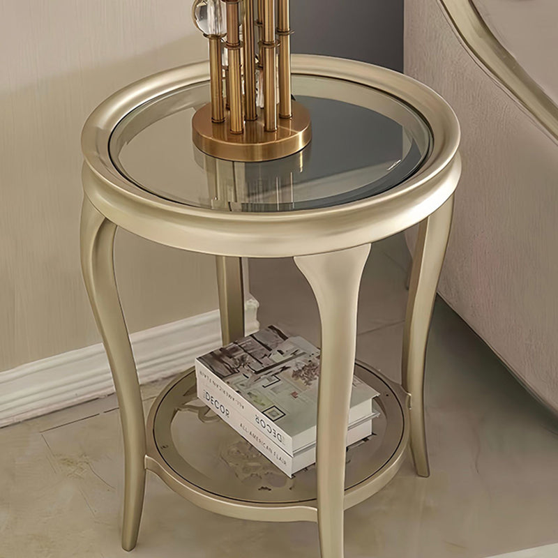 European Glass Openwork Carved 2-Tier Coffee Table
