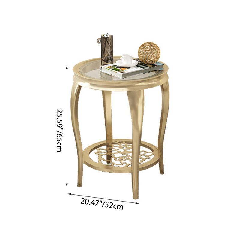 European Glass Openwork Carved 2-Tier Coffee Table