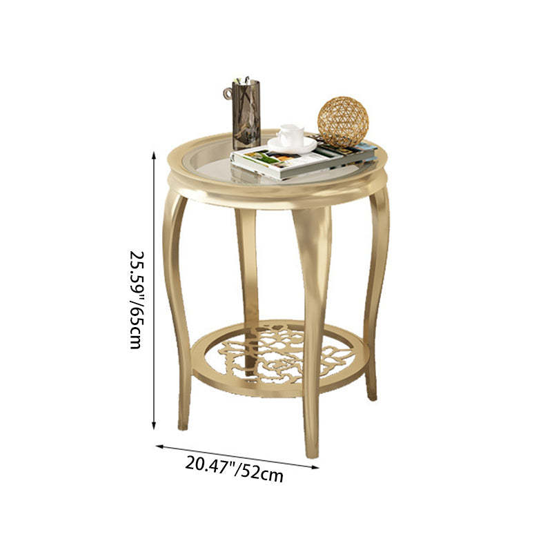 European Glass Openwork Carved 2-Tier Coffee Table