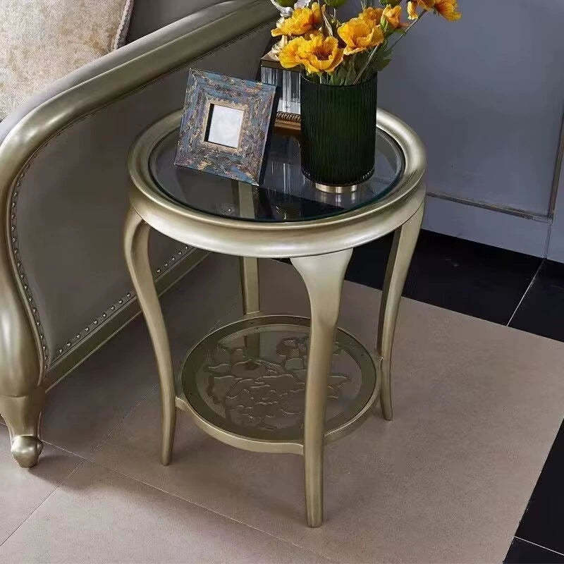 European Glass Openwork Carved 2-Tier Coffee Table